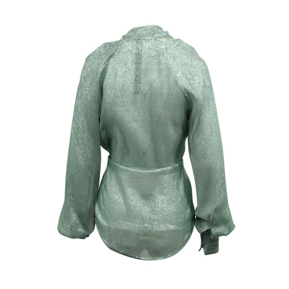 Petar Petrov Double Knot Draped Blouse in Light Blue Silk - Picture 3 of 5